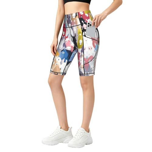 Short de cyclisme femme chevaux, leggings de sport entraînement et fitness