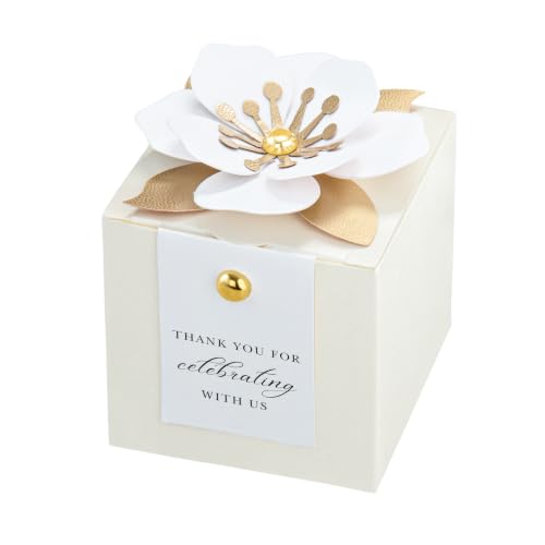FEIYI 20 PCS Favor Boxes, Sparkle Ivory Candy Boxes 2.55x2.55x2.55