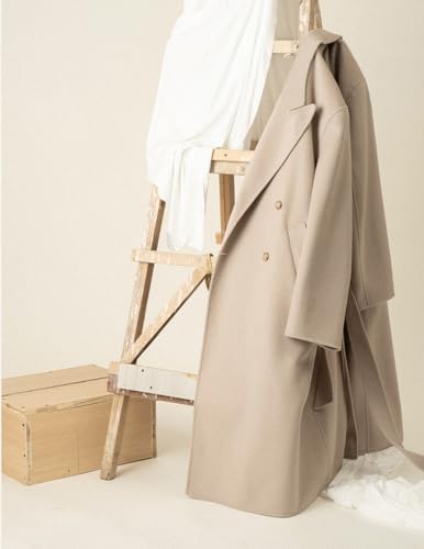 VENNYNG Men's Double Breasted Long Trench Coat Peak Lapel Two-button Solid Color Windbreaker Outwear Overcoat with Belt3