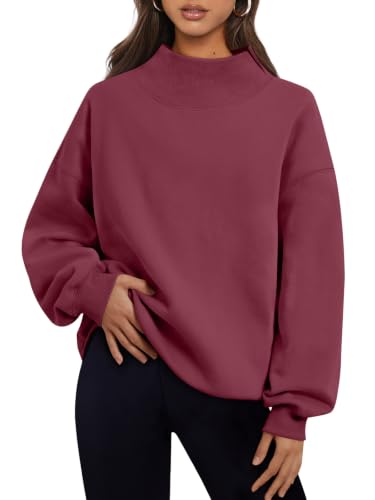 Trendy Queen Womens Mock Neck Sweatshirts Oversized Pullover Fall Outfits