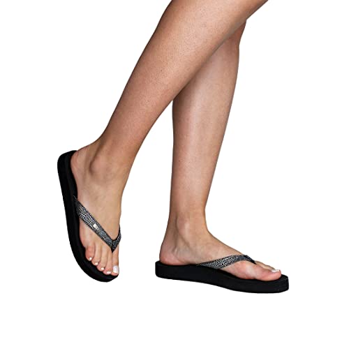 Reef Star Cushion Sassy Womens Flip Flop, Ultra Soft Cushion Footbed, Arch Support, Black/Silver, 8 by REEF - Image 2