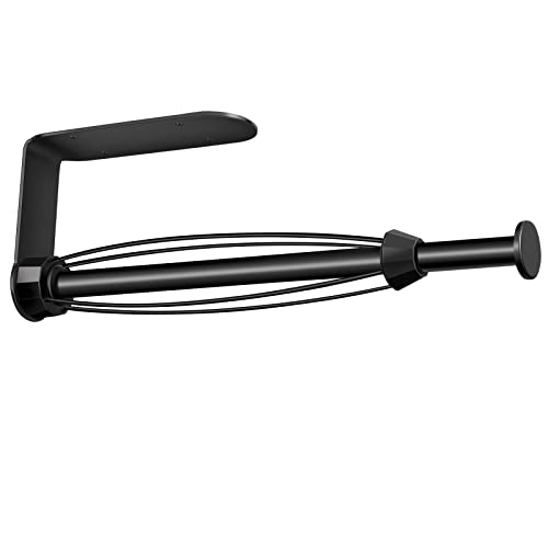 SOAMOEU Paper Towel Holder Under Cabinet, Single Hand Operable Paper Towel Holder Wall Mount with Damping Effect, Self-Adhesive or Drilling for Kitchen, Bathroom (Black) SOAMOEU Paper Towel Holder Under Cabinet, Single Hand Operable Paper Towel Holder Wall Mount with Damping Effect, Self-Adhesive or Drilling for Kitchen, Bathroom (Black)
