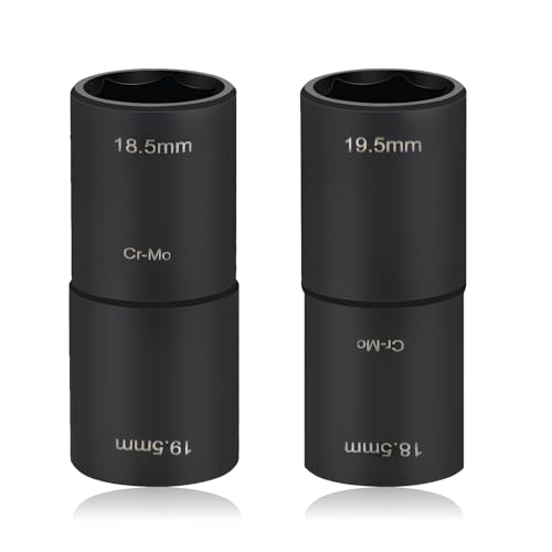 LALAGO Set di chiavi a bussola a percussione, 18,5 mm x 19,5 mm, Dadi per ruota a doppia testa, a doppia testa, 1/2, Chiavi a bussola ruota, adatto per Ford Land Rover e tutti i modelli (2 Pezzo)