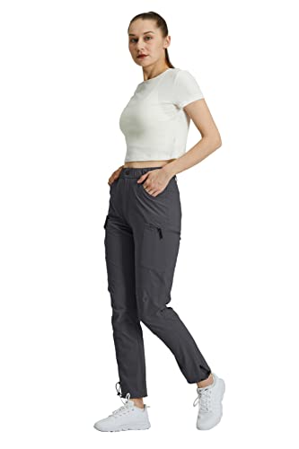 Gymbrave Women's Hiking Cargo Pants Quick Dry Outdoor Camping Capris Water Resistant Upf 50 With Zipper Pockets Grey Pants L #TOP2