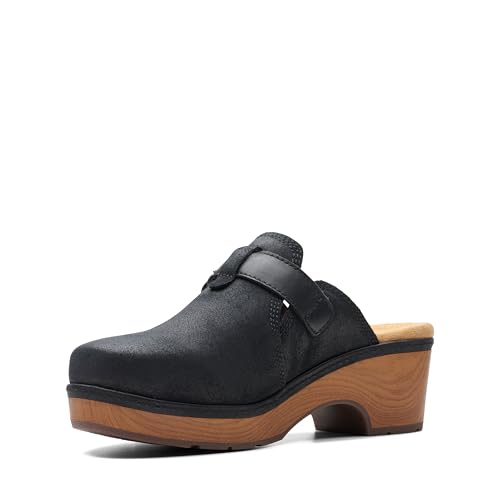 Clarks Clarks Black's Paizlee Nora Clog, Black Suede, 9 Wide US
