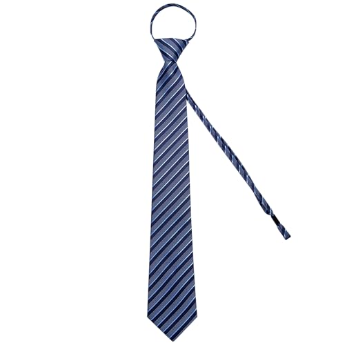 Image of DiBanGu Mens Zipper Ties Silk Adjustable Necktie Pocket Square | Paisley /Striped Pattern,Pre-tied Gift Tie Sets,Jacquard Woven,Pocket Square Cufflinks,Great for Formal & Business Wedding