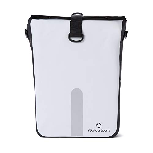 #DoYourOutdoor 3in1 Hinterradtasche mit praktischem Schnellverbindungssystem für Gepäckträger - Wasserdicht & Reflektierend - 21 Liter Rolltop- Fahrradtasche mit Schultergurt, Tragegriff - weiß