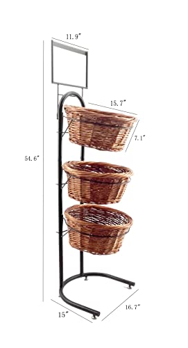 FixtureDisplays® 3 Tiers Wicker Market Basket Fruit Vegetable Bakery Goods Display Stand Pantry Kitchen Organizer 31042 - Thumbnail 5