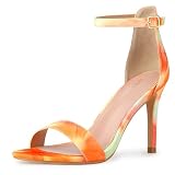 Perphy Tie Dye Ankle Strap Stiletto Heels Orange Sandals for Women 7 M US