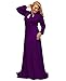 Lalagen Women's Vintage Long Sleeve Plus Size Evening Party Maxi Dress Gown Purple XXXL