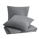RUIKASI Bettwäsche 200x220 3teilig grau - Bettbezug 200 x 220 3tlg mit Kissenbezug, Bettwäsche-Sets mit Reißverschluss, bügelfrei und weich