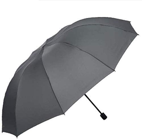 Parapluie pliant double usage anti UV et vent pour trois personnes gris
