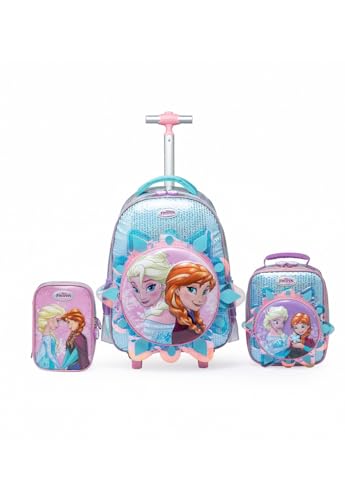 Kit Mochila Escolar Frozen Rodinha Disney Lancheira Estojo
