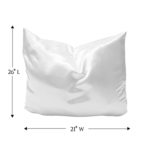 Betty Dain Satin Pillowcase With Zipper, King Size, White #TOP2