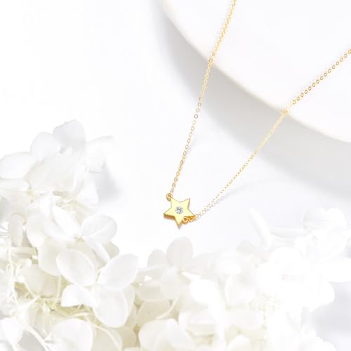KECHO 14K Gold Star Choker Necklace Yellow Gold Star Choker Pendant Birthday Gifts for Women Jewelry Gifts for Her by KECHO - Image 3