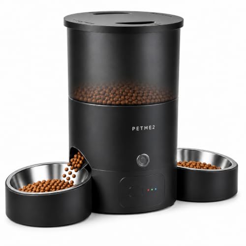 PETME2 3L Cat Treat Dispenser with Dual Stainless Steel Cat…