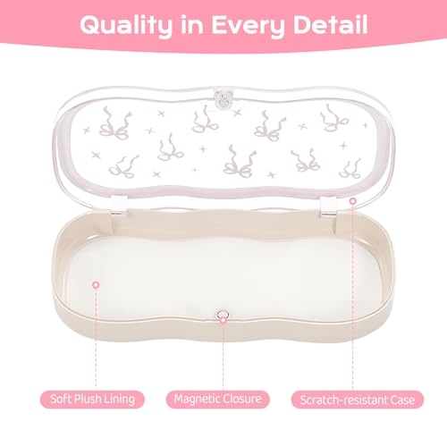 Image of MoKo Glasses Case Hard Shell, Cute Eyeglass Case for Reading Glasses, Clear Eyeglasses Case for Women Girls