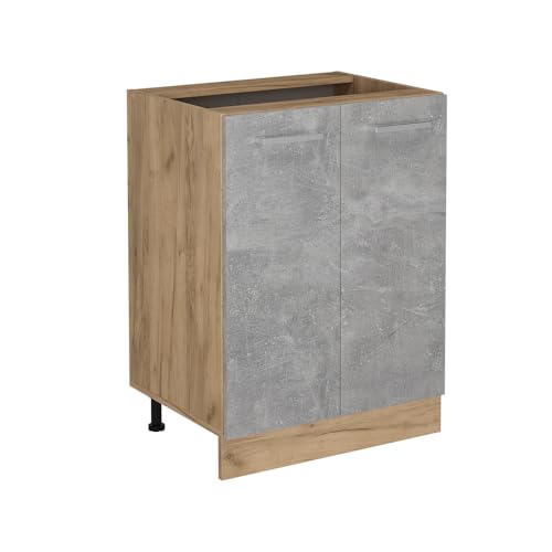 Vicco Meuble Bas de Cuisine R-Line, Béton, 60cm sans PT, pour Une Combinaison Libre au Sein de systèmes de Cuisine modulaires