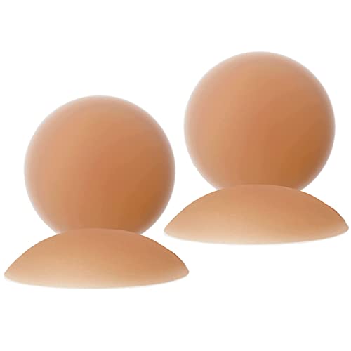 VOCH GALA Nipple Covers 2 Pairs-Seamless and Sheer Adhesive Silicone Nipple Pasties for Women Reusable, Sticky Breast Petals Caramel