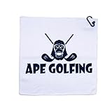 Ape Golfing Golf Towels for Golf Bag Golf Towels with Aluminium Alloy Carabiner in All Black Finishi