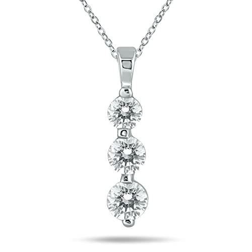 1 Carat TW Three Stone Diamond Pendant in 14K White Gold