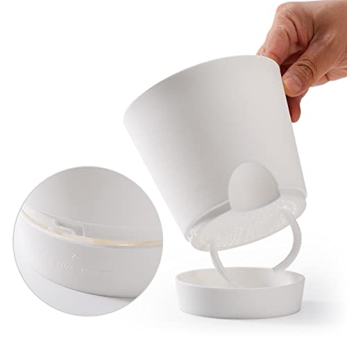 Qaobo Plant Pots 6 Pcs 5 Inch Self Watering Planters High Drainage Flowers Pot For Indoor Outdoor Plants With Reservoir Tray And Watering Lip Gardening Planter Garden Flower Pots, White #TOP4