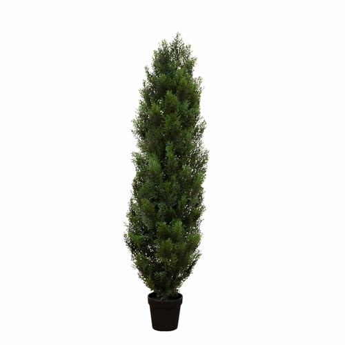 Nearly Natural 4ft Faux Cedar Tree in Nursery Planter, UV Resistant Artificial Pine Tree for Outdoor Front Porch Patio Entryway Decor