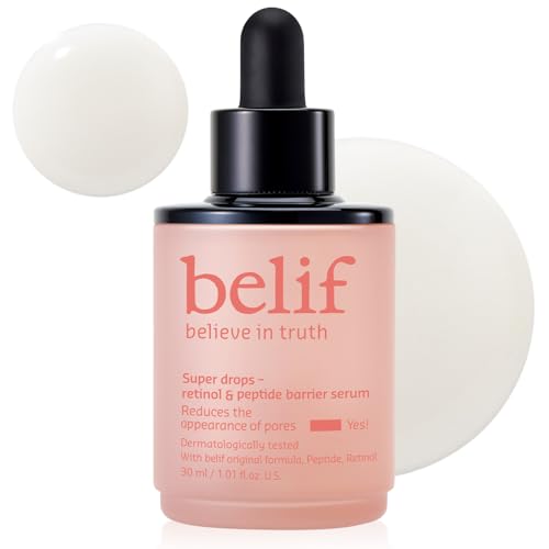 Belif Super Drops Retinol & Peptide Barrier Serum – Anti-Aging-Serum mit Retinol und Peptiden, verbessert Elastizität, reduziert Poren und spendet Feuchtigkeit mit Hyaluronsäure, K-Beauty (30 ml)