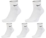 Nike Socken Kurz 5 Paar Weiß Schwarz Damen Herren Knöchelhoch Sparset Sportsocken Größe 34 36 38 40 42 44 46 48 50, Farbe:weiß, Größe:38-42
