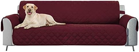 E-Living Store Z01688 Reversible Furniture Protector with 2 Inch Elastic Strap, Machine Washable, Perfect for Pet and Kids, Seat Width Up to 54", Loveseat, Cranberry