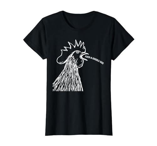 Chicken Saying Fuck-A-Doodle-Doo Rooster Funny T-Shirt, Women, Black, Large