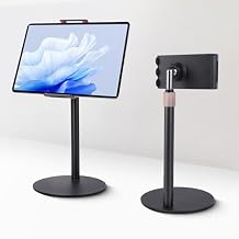 Tablet Stand Holder, Height Adjustable Portable Monitor Stand, 360 Degree Rotating, Aluminum Alloy Cradle Mount Dock for 4.7"-15.6" Screen iPhone Samsung, iPad, Kindle, eBook Reader 932001A Black