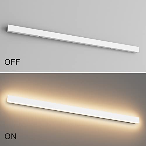 Miniatura 3 de K-Bright Aplique De Pared Exterior Led 120cm Aluminio Lámpara De Pared Ip65 Blanco Cálido 35w 3000k Moderna Para Balcón Patio Jardín Balcón,Blanco