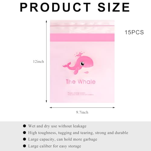 Image of 15 PCS Car Trash Bags, Easy Stick-On Disposable Car Garbage Bags Leak-Proof Vomit Bags, Waterproof Self Adhesive Cleaning Bags for Vehicles Bedrooms Offices, Car Accessories (Whale)