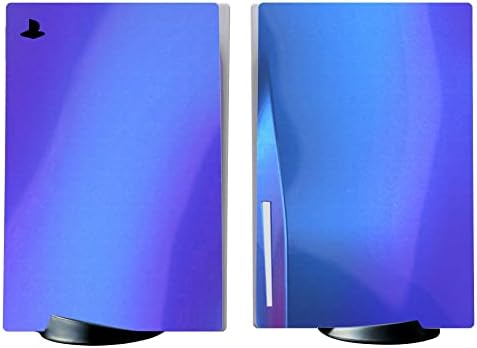 PlayVital for ps5 Skin - Disc Edition Full Set Vinyl Decal Sticker, Cover Skin Accessories for ps5 Controller & Charging Station & Headset & Media Remote - Chrome Purple Blue — view 7