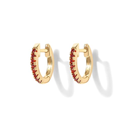 PAVOI Garnet Huggie Earrings, 14K Gold Plated, Yellow Gold, Size 12, Garnet by PAVOI - Used condition - Image 3