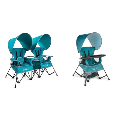 Baby Delight Go with Me Duo Deluxe Double Portable Chair and Venture Portable Chair Bundle | Teal