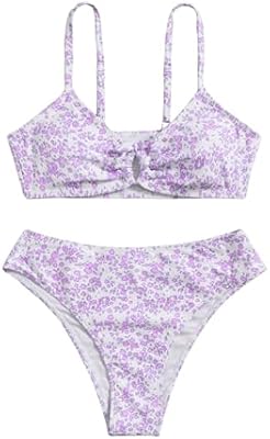 OYOANGLE Girl's Teen Swimsuits 2 Piece Ditsy Floral Bikini Set Bathing Suit