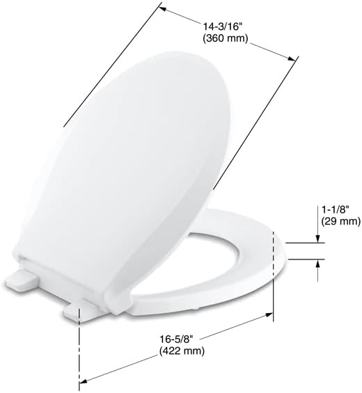 KOHLER K-4639-K4 Cachet Quiet-Close with Grip-Tight Bumpers Round-front Toilet Seat, Cashmere
