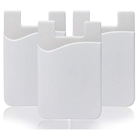 YWXTW Cell Phone Wallet, Silicone 3M Adhesive Stick-on Wallet for Credit Card, Ultra-Slim Id Holder Wallet Pouch Sleeve Pocket for Smartphones (iPhone/Android/Samsung Galaxy) (3 Pack White) Cover