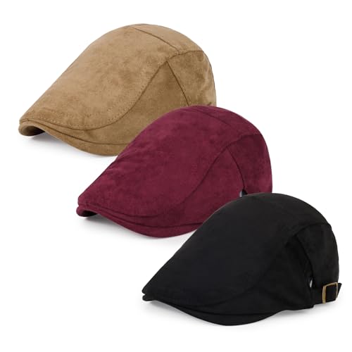Image of 3Pcs Men's Newsboy Caps Cotton Cooling Hat Adjustable Flat Cap for Men