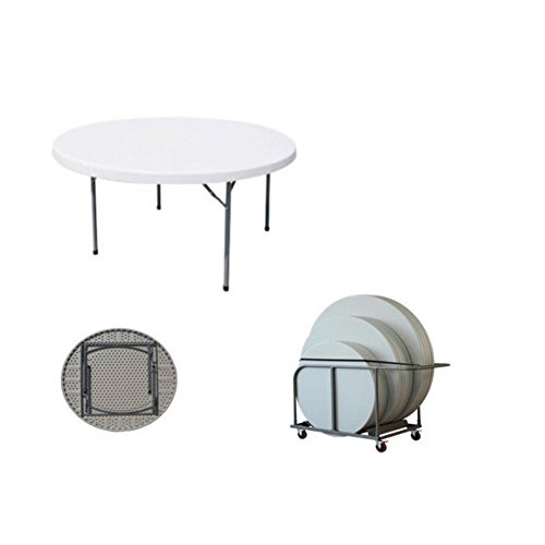 Briconess.com Tavolo Tondo Pieghevole in Acciaio e plastica Ø150xH74 cm