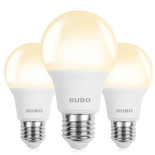 Image of BUBO A19 LED Light Bulbs, 60 Watt Equivalent LED Bulbs, Warm White 3000K, 800 Lumens, E26 Standard Base, Non-Dimmable, 8W Warm White LED Bulbs for Bedroom Living Room Home Office, 3 Pack