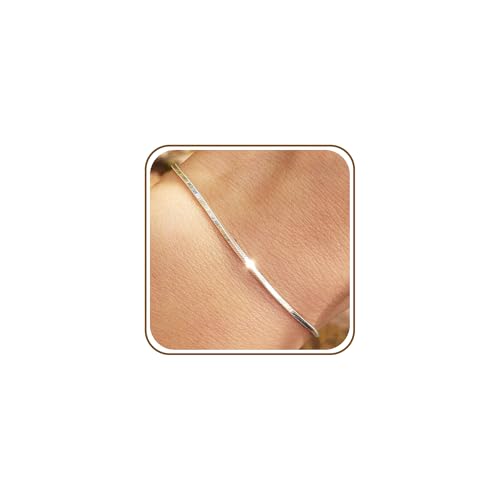 2mm Sterling Silver Square Snake Chain Bracelets for woman&Men's, Luxury Mens Bracelet,High-end Chain Bracelets for Men,Hypoallergenic Stacking Bracelet Gift for Grilfriend/Boyfriend/Beloved/Mom Dad