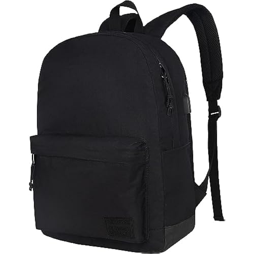 SUPACOOL Casual Laptop Backpack for Men and Women, Work backpack, Black Backpacks, College School Backpack for Boys and Girls, Lightweight Travel Back Pack(Black)