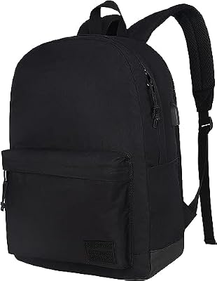 SUPACOOL Casual Laptop Backpack for Men and Women, Work backpack, Black Backpacks, College School Backpack for Boys and Girls, Lightweight Travel Back Pack(Black)