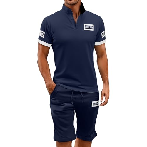 Ensemble homme t-shirt d'été bleu XXL pour un look décontracté au quotidien