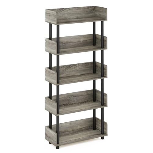 Furinno Turn-N-Tube 5-Tier Toolless Display Rack, French Oak/Black by Furinno - Image 4