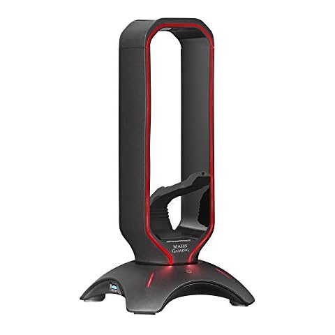 Mars Gaming MHHPRO, Gaming Headset Stand, 2x USB HUB and Bungee Mouse, Black Cover
