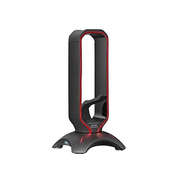 Mars-Gaming-MHHPRO-Soporte-Cascos-Gaming-con-HUB-2xUSB-y-Bungee-Raton-Negro